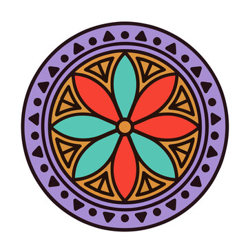 Colorful mandala with geometric patterns