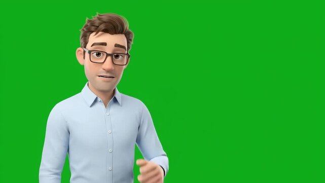 3D Cartoon Businessman Pointing and Doing Facepalm on Green Screen
