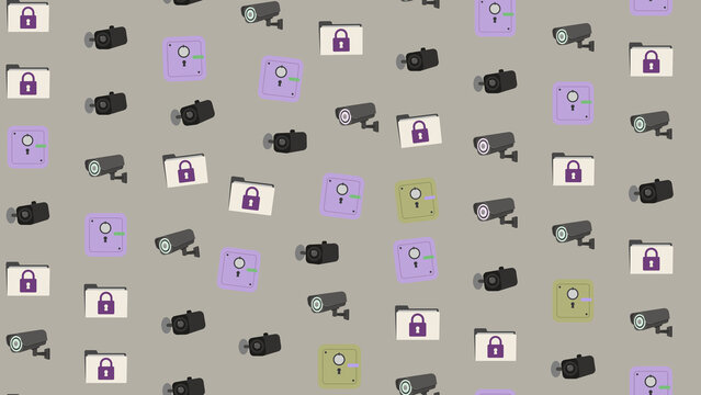 Security camera and lock icons pattern