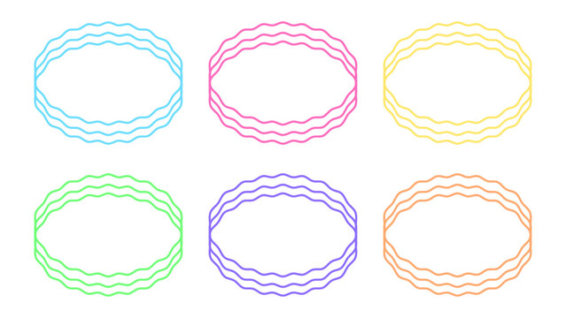 Zigzag Oval Border Frame Isolated on Transparent Background. Modern Minimalist Ellipse Line Backdrop for Certificate, Card Design, and Label. Vector Illustration