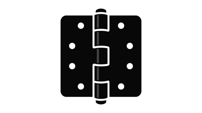 Black door hinge with visible screw holes is a solid silhouette