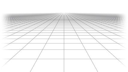 Obraz premium Perspective grid floor with vanishing point on transparent background
