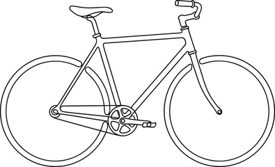 Technical bicycle frame outline line art represents healthy lifestyle and urban transportation. © Fahmida