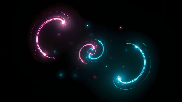 Abstract glowing swirls in dark space background