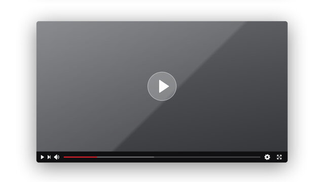 Glossy grey video player with play button and red progress bar