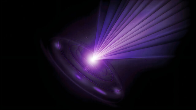 Purple cosmic light beam radiating in space