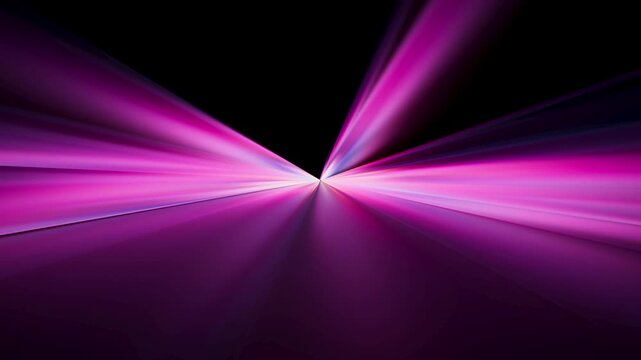 Neon magenta and fuchsia rays pulse and shimmer along the stage, fading smoothly in a hypnotic, elegant, looping motion. 3D render animation.