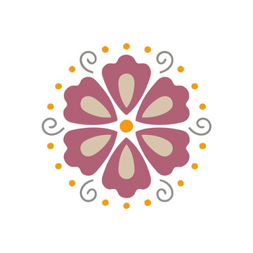 Floral mandala with dots and swirls