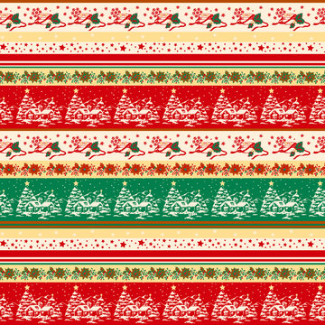 Colorful Christmas ribbon borders with festive holiday patterns
