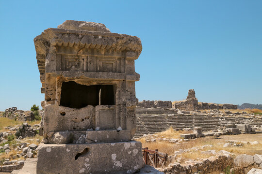 The ancient city of Xanthos located in the upper city of Fethiye, Turkey