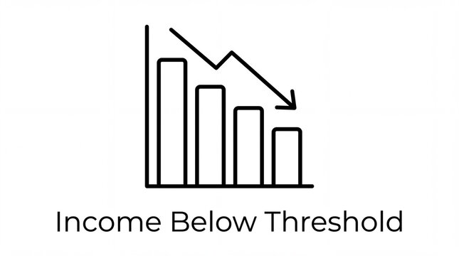 Income Below Threshold Icon with Decreasing Bar Chart