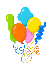 Obraz premium Colorful festive balloons with curly ribbons