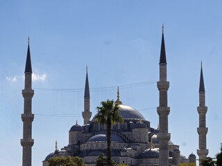 Historic Blue Mosque with four minarets in Istanbul, Turkey © Aleksandr