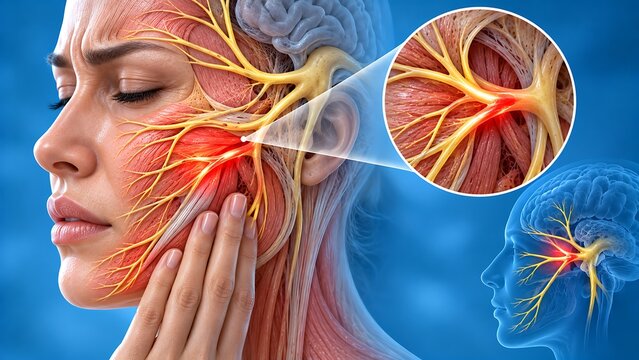 Trigeminal neuralgia with facial pain and trigeminal nerve inflammation