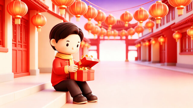 ew Year Boy with Lantern