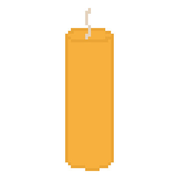 pixel art short candle wax yellow temple worship object icon