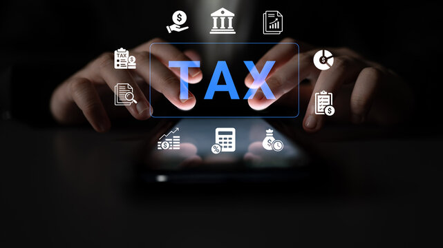 A captivating visual representation of tax management utilizing a smartphone with financial icons and symbols, emphasizing the modern approach to finance and digital solutions. Cyphers