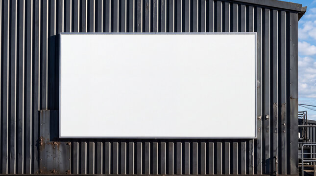 Mockup Blank billboard on corrugated metal wall for advertising mockup