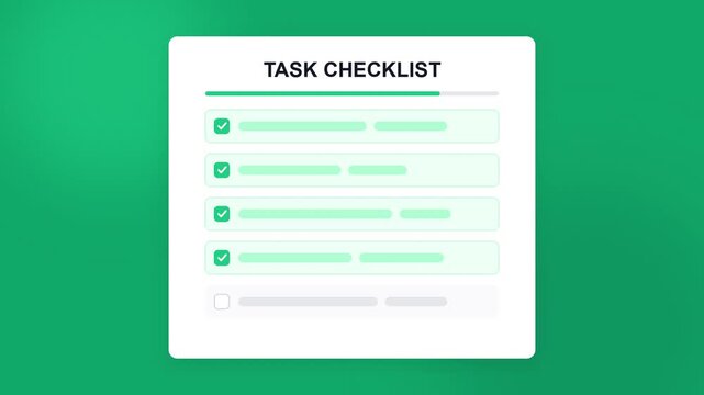 Task checklist with one completed item