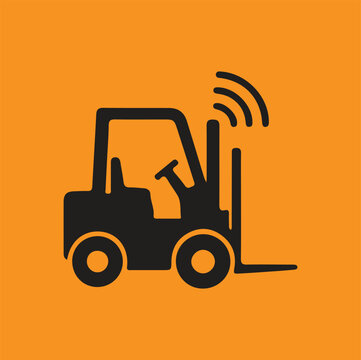 Smart automated forklift icon with wireless signal connectivity
