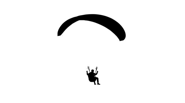 Paraglider silhouette vector illustration with canopy and pilot extreme sport design