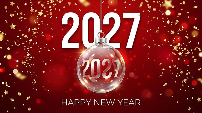 Festive new year celebration background with sparkling lights and 2027 text