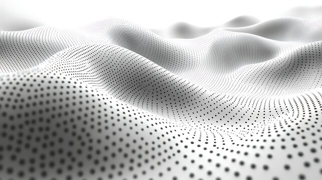 Close view of a pristine white undulating surface covered with many tiny black dots