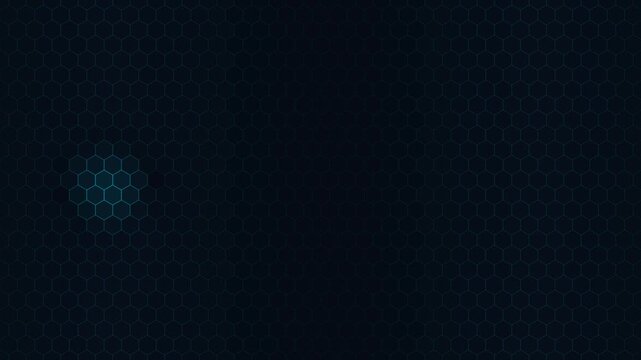 Dark abstract geometric hexagonal pattern with glowing blue accent