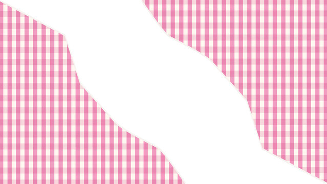 Torn pink gingham paper strip isolated on a transparent background