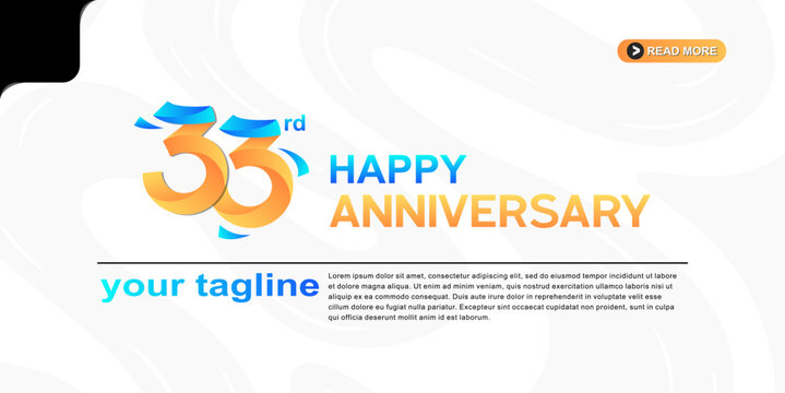 33rd Happy Anniversary logo with colorful blue and orange typography on white background for celebration branding.