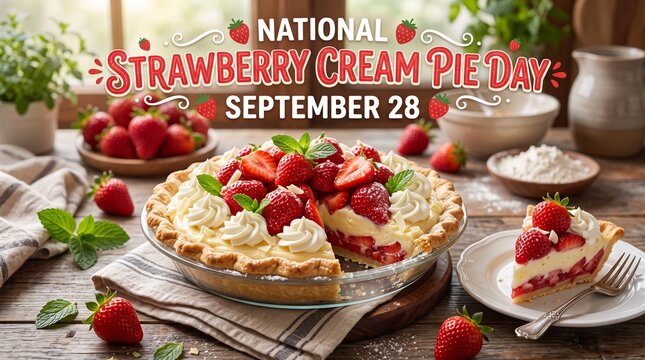 National Strawberry Cream Pie Day. September 28