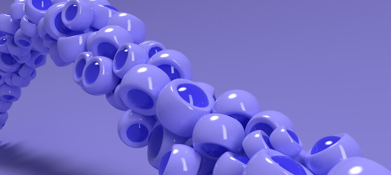 Abstract 3D Render of Glossy Purple Spheres in a Dynamic Flow