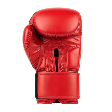 Bright red boxing glove on white background