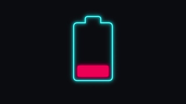 Low battery level icon with glowing outline