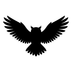 Fototapeta premium Owl Silhouette With Spread Wings On White Background Vector