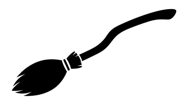 Sweeping broom icon black vector art with hollow center white