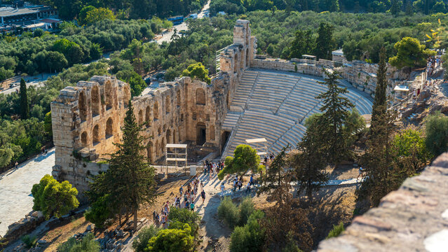 Odeon of Herodes Atticus and Athens Viewed From the Acropolis