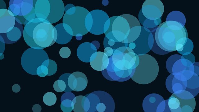 Abstract blue floating circles background, soft bokeh particles motion dynamic glowing spheres overlay 