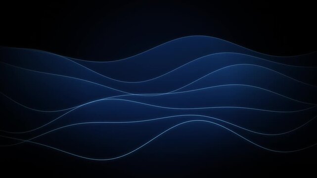 Elegant Blue Flowing Waves on White Background &ndash; Abstract Fluid Motion