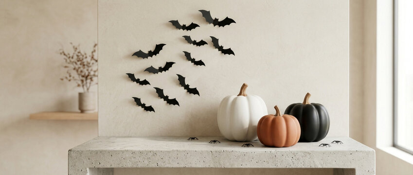 Halloween Decorations: Bats, Pumpkins, Minimalist Interior Decor