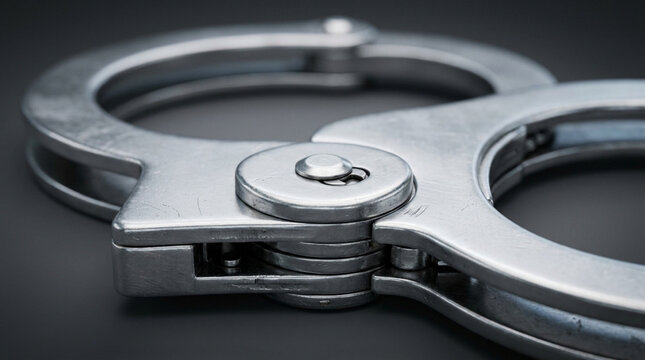 Close-up on Metal Handcuffs, Symbolizing Arrest, Justice, and Restriction