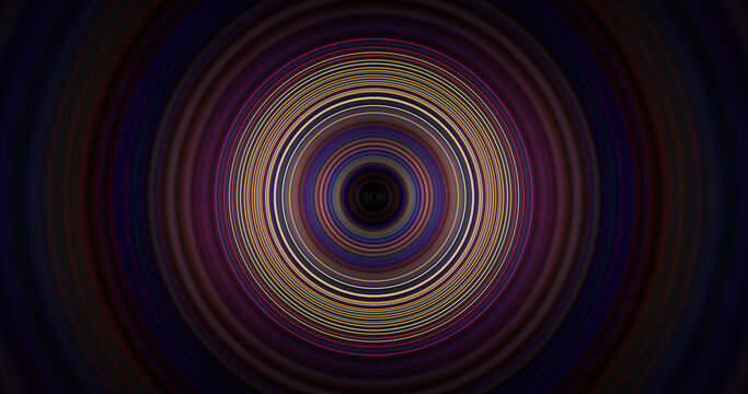 Glowing Concentric Circles Tunnel on Dark Background
