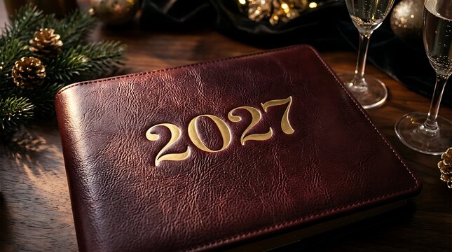 Festive new year 2024 celebration with elegant decorations and glowing lights