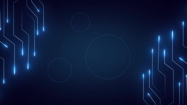 Circuit technology animation displays interconnected digital paths. High performance computing processor hardware powers the technology. Modern electronic motherboard telemetry routes the board.