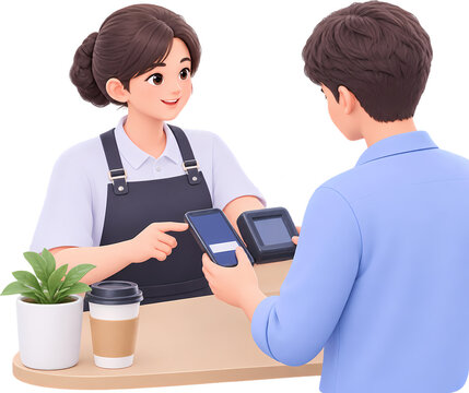 6. 카페 카운터 모바일 결제 장면