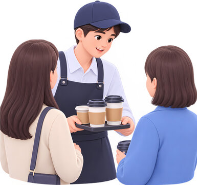9. 카페 바리스타와 고객들