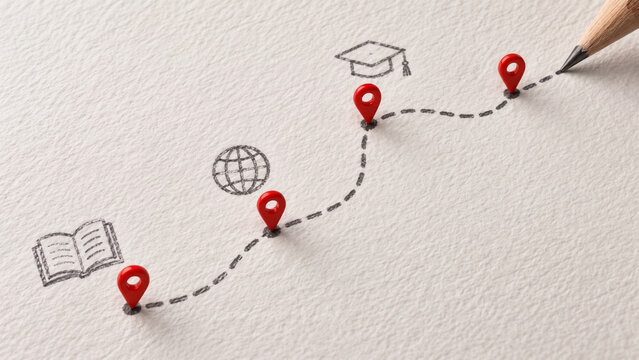 Education journey and learning milestones concept