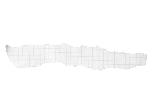 piece of white grid paper with torn edges isolated on transparent background for creative note taking or scrapbooking ideas