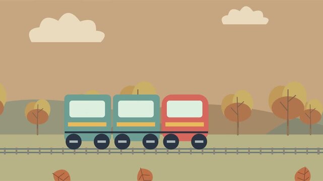 Train traversant des collines d&rsquo;automne et des arbres dor&eacute;s