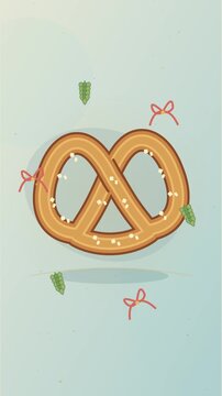 Bretzel dor&eacute; avec houblon flottant et rubans bavarois
